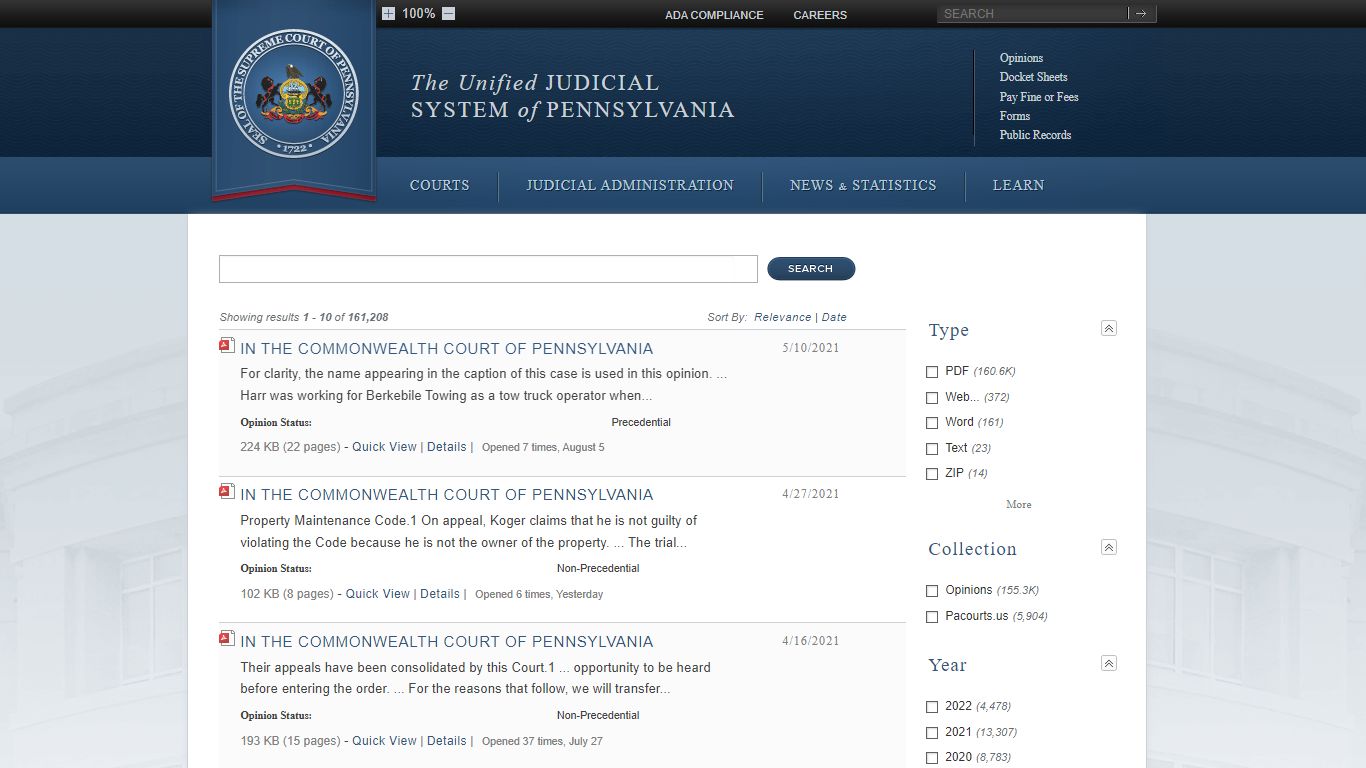 Site Search - Judiciary of Pennsylvania